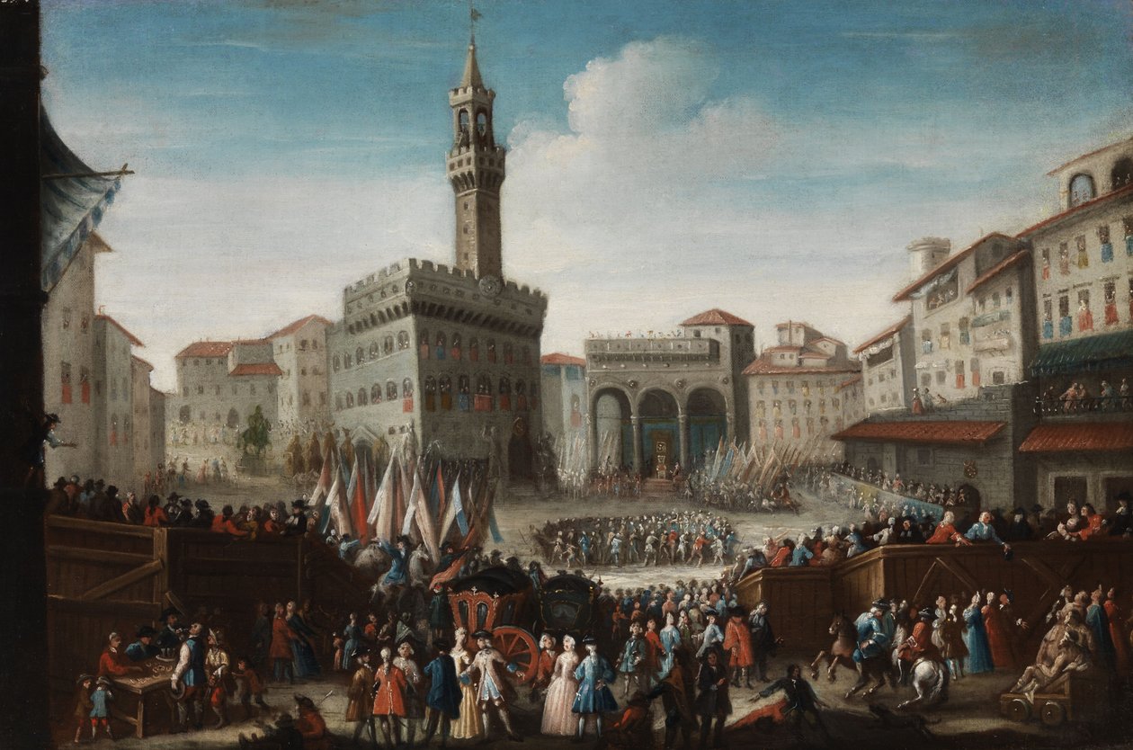 Nagy összejövetel a firenzei Piazza della Signoria -n alkotó: Anonymous