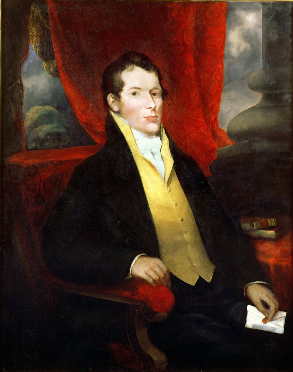 John Macarthur (1767-1834), az ausztrál gyapjúipar társalapítójának, a William Bligh kormányzó elleni „rumlázadás” vezetőjének portréja, 1820 körül alkotó: Unbekannt Unbekannt