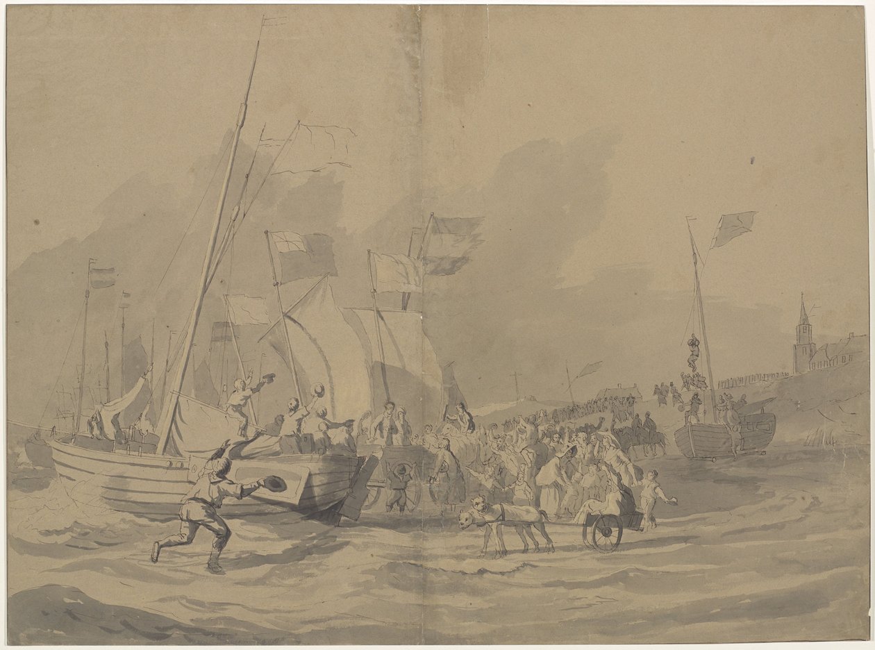 Willem Frederik herceg érkezése Scheveningen tengerpartjára, 1813. november 30. alkotó: Anonymous