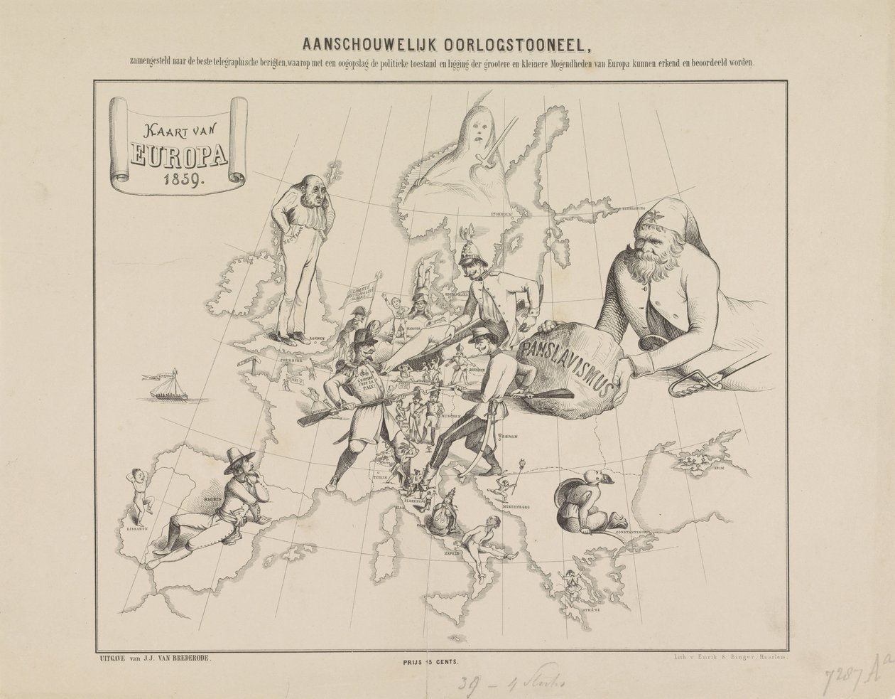 Vizuális háborús jelenet / Európa térképe 1859-ben (cím az objektumon) alkotó: Anonymous