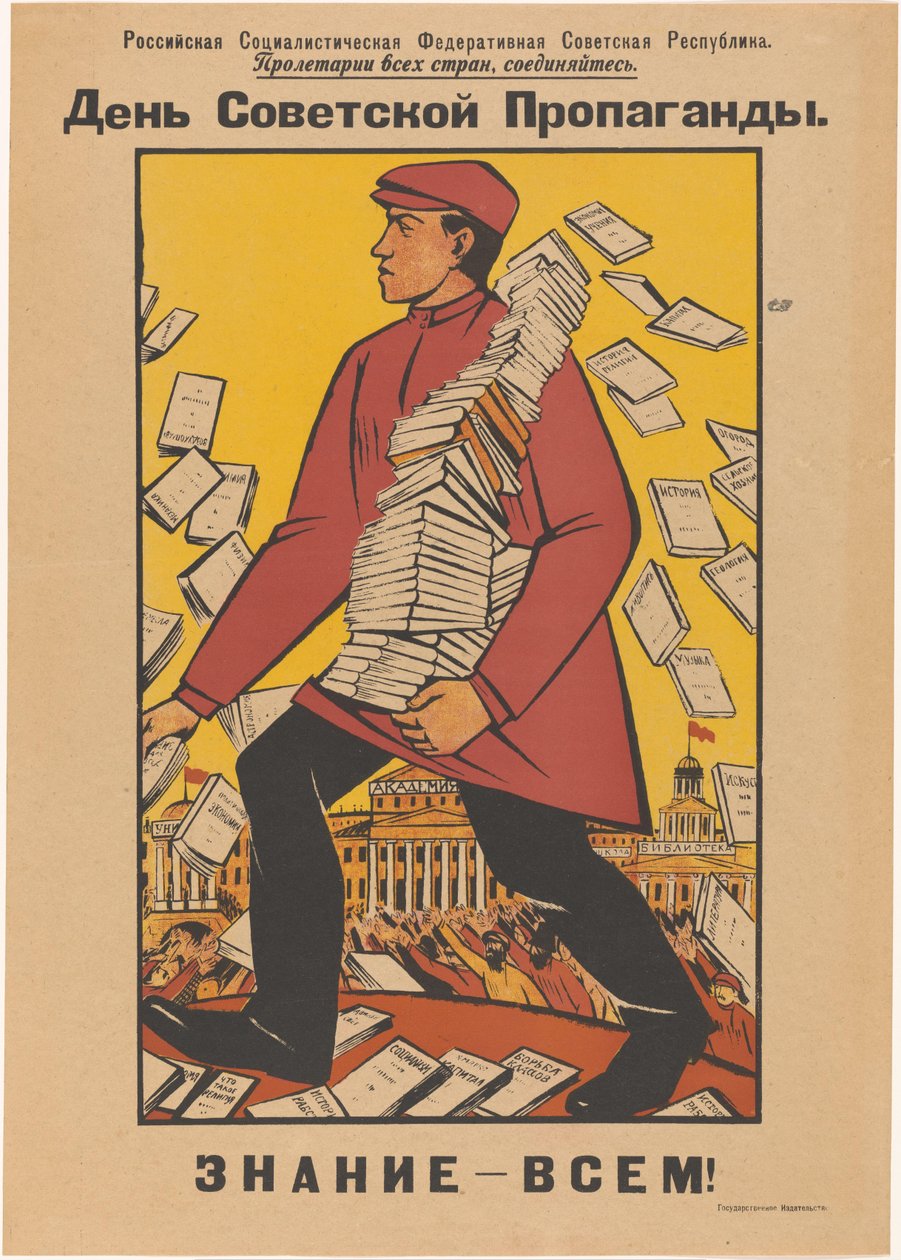 Affiche voor de Dag van de Sovjet Propaganda napi szovjet propaganda / tudás mindenkinek! (cím a tárgyon) alkotó: Anonymous