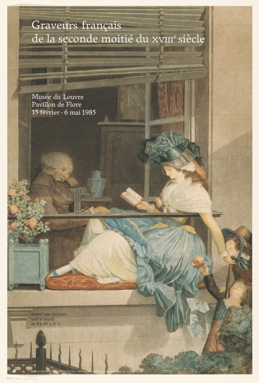 Poszter voor de tentoonstelling francia metszők a 18. század második feléből A 18. század második felének francia metszői (cím a tárgyon) alkotó: Anonymous