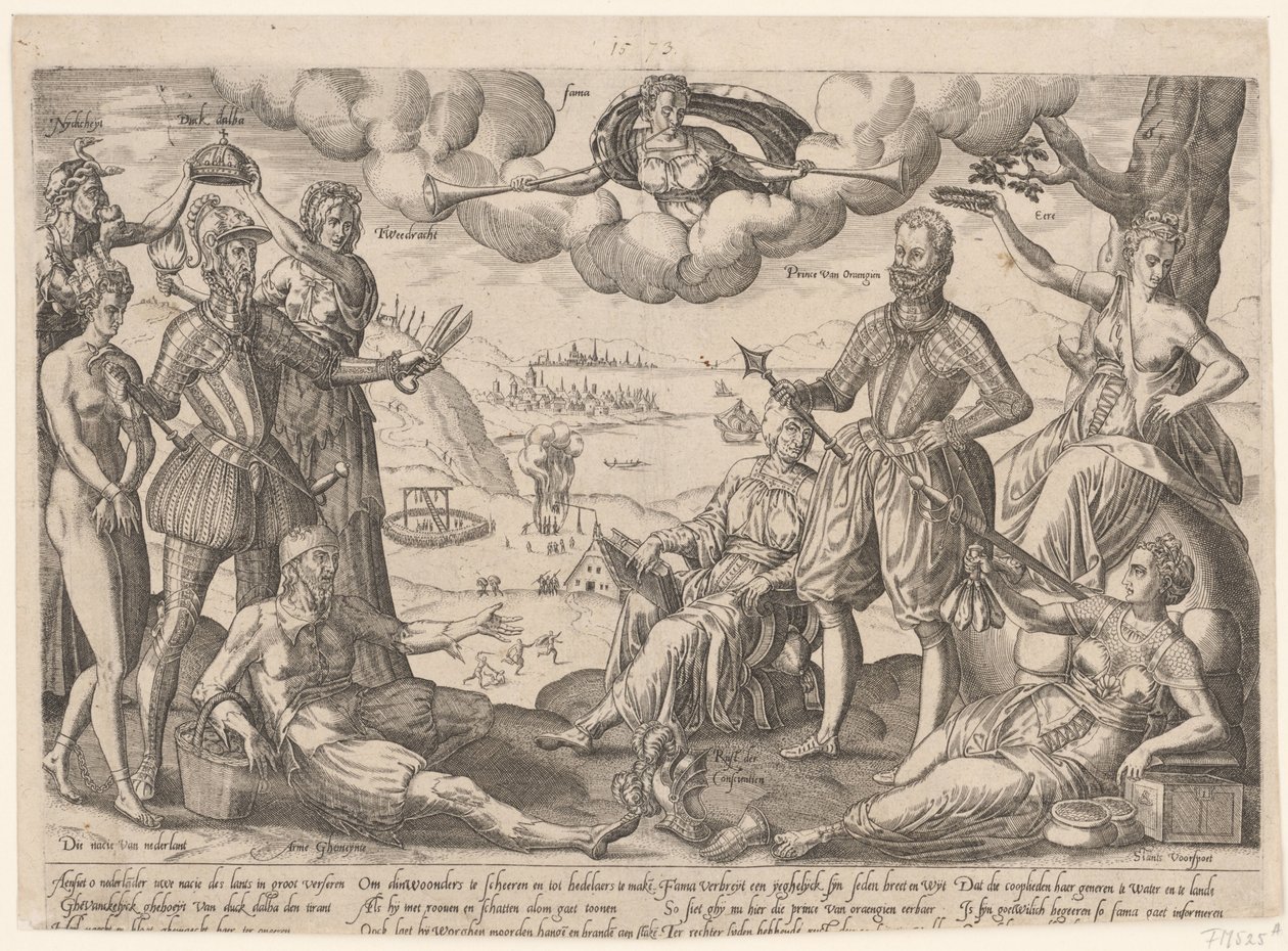 Alva hercegének és Orange hercegének allegorikus lenyomata Alva hercegének és narancsos hercegének allegorikus lenyomata, c. 1572 alkotó: Anonymous