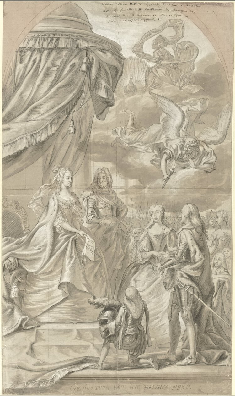 Mária Anna osztrák főhercegnő és Lotharingiai Károly Sándor házasságának allegóriája, 1744 alkotó: Anonymous