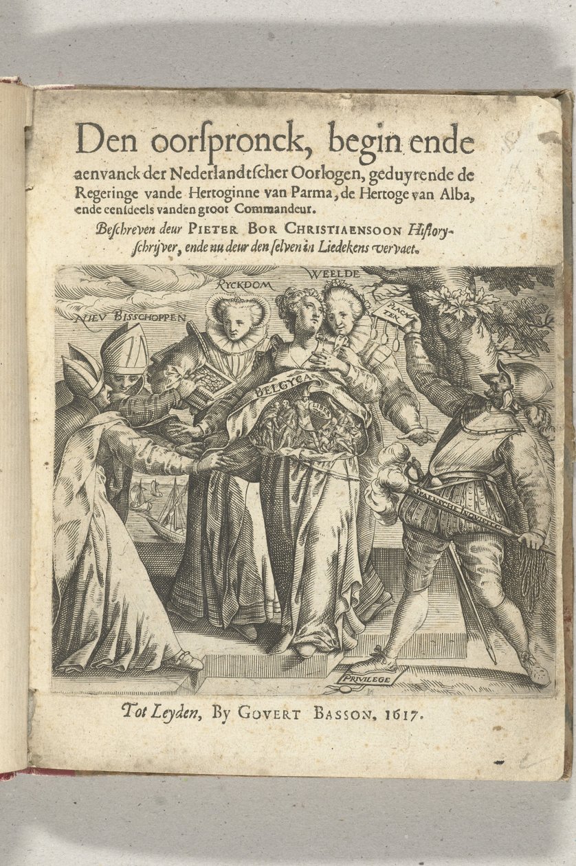 Allegorikus címlap in: Pieter Christiaansz Bor, Den Oorspronck, A holland háborúk kezdete és távozása, 1617 alkotó: Anonymous