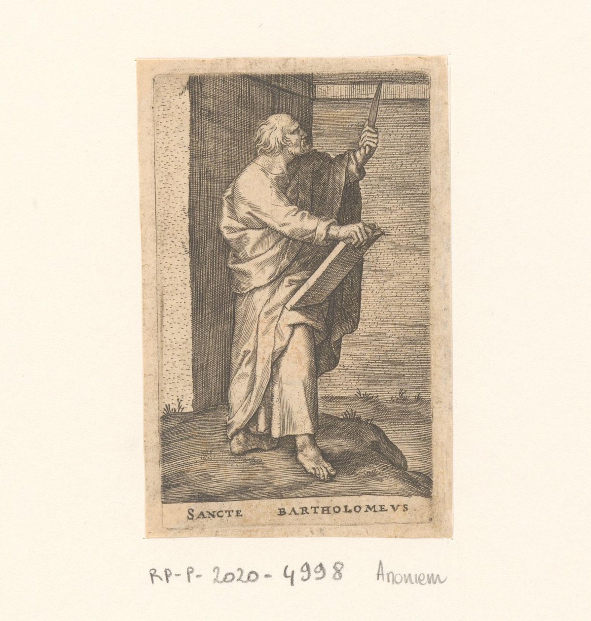 Bartholomew apostol Sancte Bartholomew (cím a tárgyon) Apostolok (sorozat címe) alkotó: Anonymous