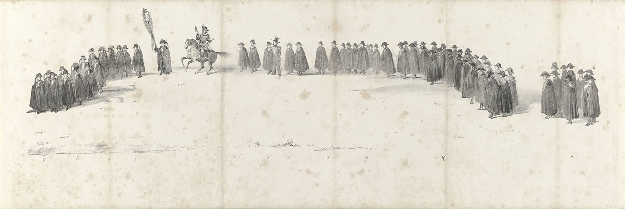 Willem néhai király temetése Delftben 1849. április 4-én (2. oldal) II. Vilmos 1849-es temetési menetének öt összefüggő lapja (sorozat címe) alkotó: Anonymous