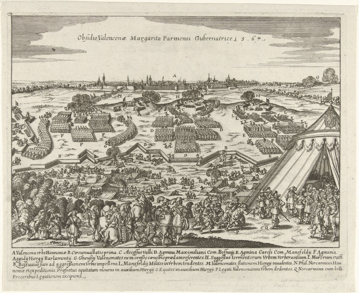 Beleg van Valenciennes, 1567 Valencena Margarita Parmesi Gubernatrice ostroma 15.67 (cím a tárgyon) alkotó: Anonymous