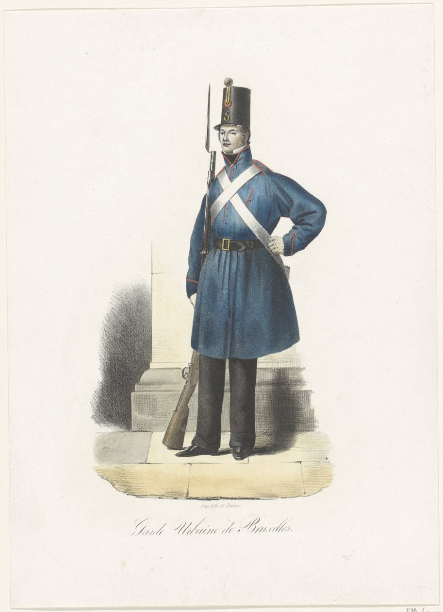 Belga városőrség, 1830 Garde Urbaine de Bruxelles (cím a tárgyon) alkotó: Anonymous