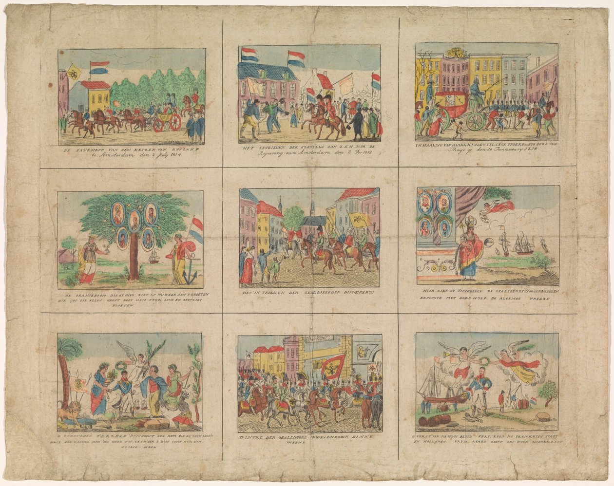 Lap az 1813-1814-es évek történelmi eseményeinek 9 ábrázolásával (cím a tárgyon) alkotó: Anonymous