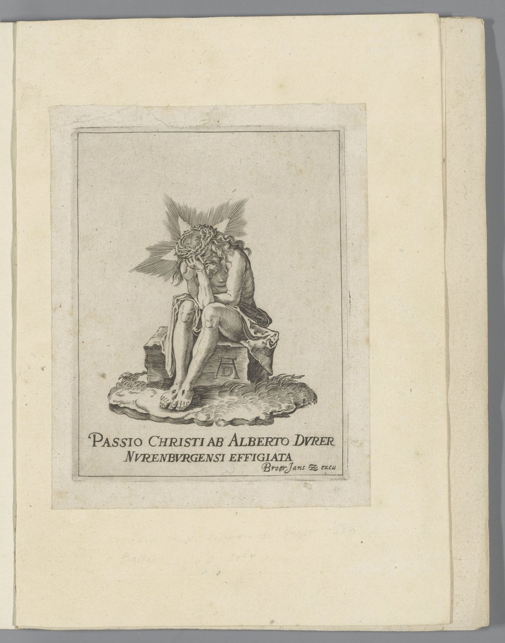 Krisztus a hideg kövön A kis szenvedély (sorozat címe) Passio Christi Ab Alberto Durer Nurenburgensi Effigiata (sorozat címe a tárgyon) alkotó: Anonymous