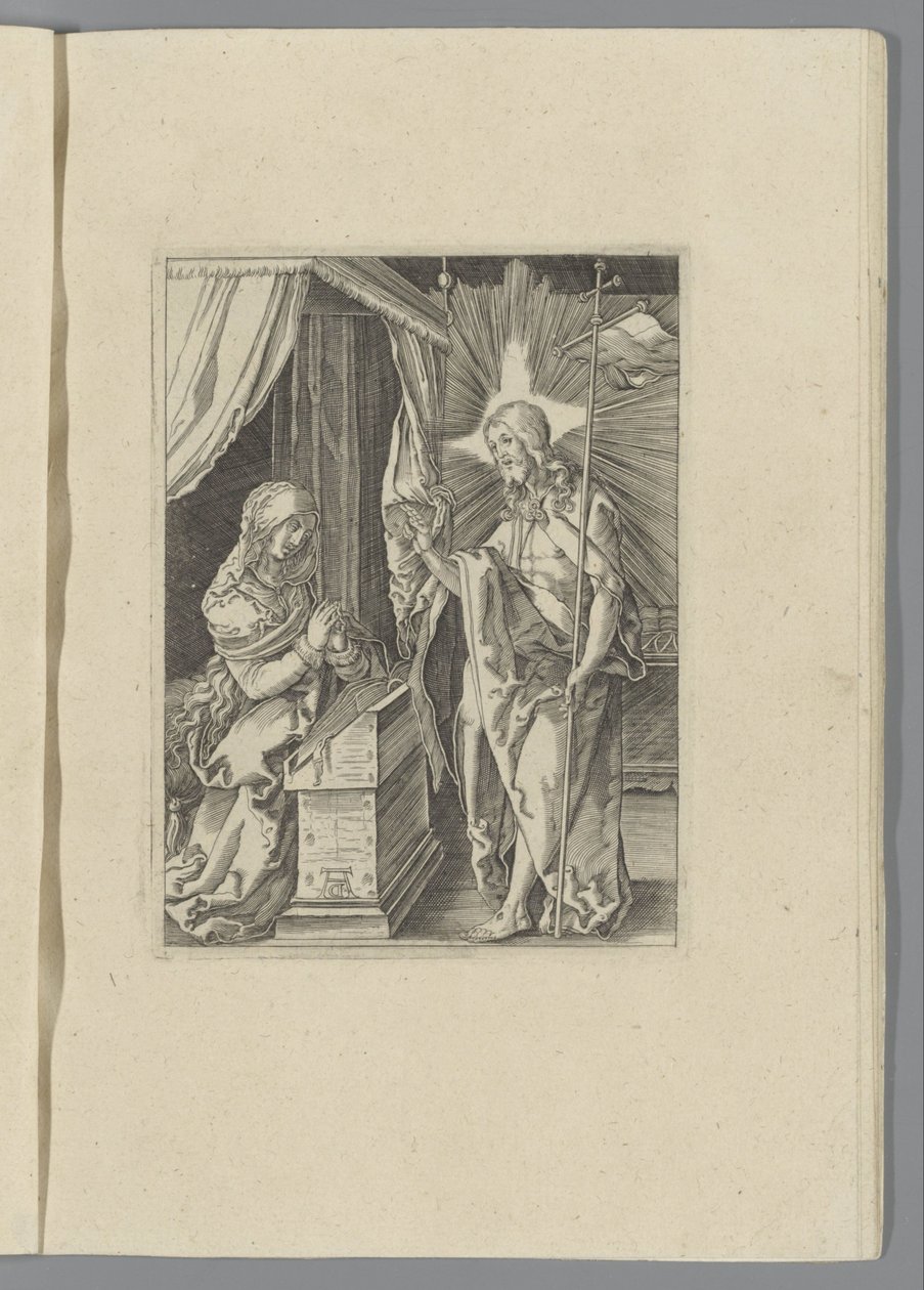Krisztus megjelenik az anyjának A kis szenvedély (sorozat címe) Passio Christi Ab Alberto Durer Nurenburgensi Effigiata (sorozat címe) alkotó: Anonymous