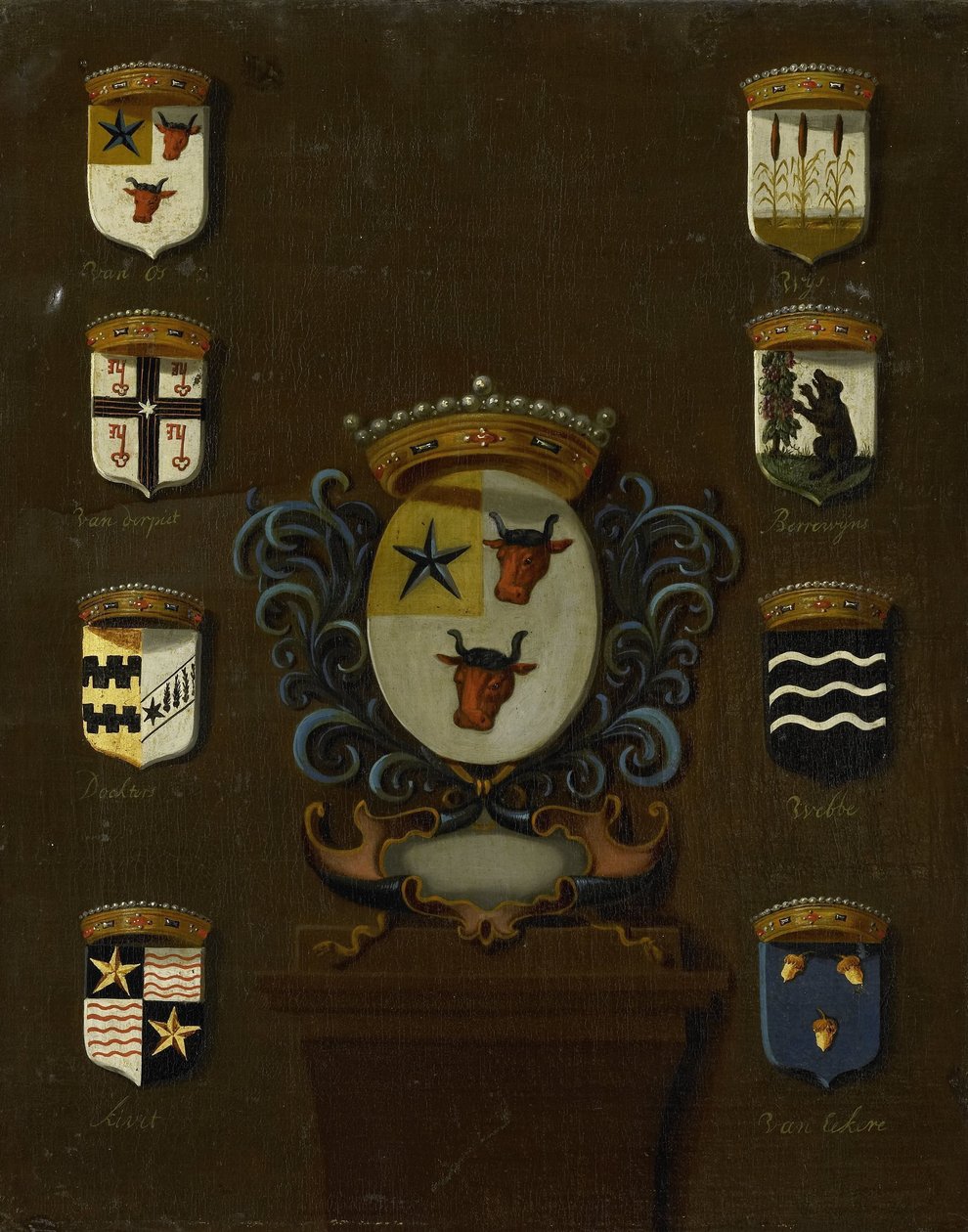 Sara van Os címere, Jan van Reyersbergh felesége nyolc negyedével alkotó: Anonymous