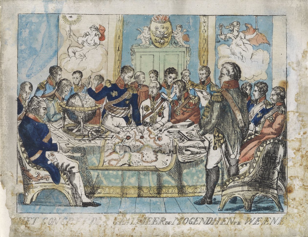 Bécsi Kongresszus, 1815 A Szövetséges Mogendhen Kongresszusa Bécsben (cím a tárgyon) alkotó: Anonymous