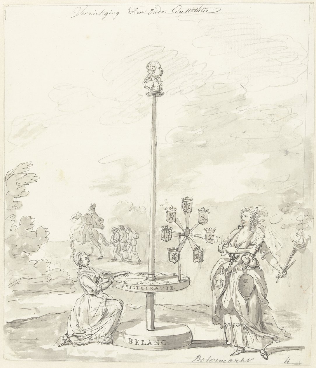 A régi alkotmány lerombolása, kitüntetés a vajpiacon, 1795 A régi alkotmány megsemmisítése/vajpiac (cím a tárgyon) alkotó: Anonymous