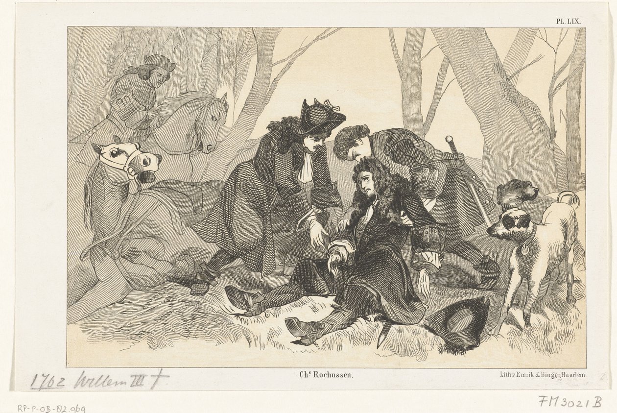 III. Vilmos halála egy vadászparti során, 1702 alkotó: Anonymous