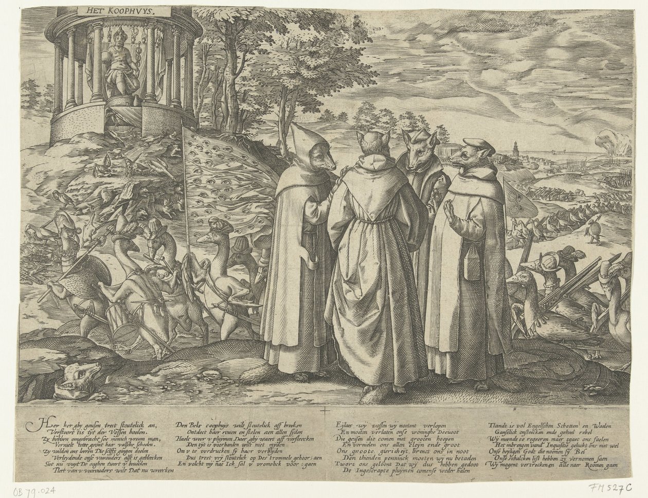 A libák üldözik a rókákat, 1572 körül alkotó: Anonymous