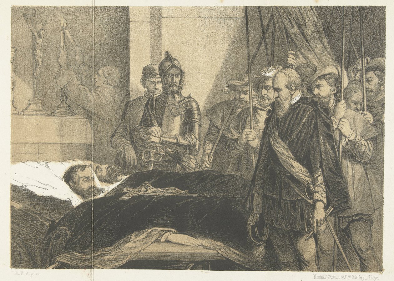Az utolsó tiszteletadás Egmond és Horne holttestének, 1568 Az utolsó tisztelgés Egmond és Hoorne grófok holtteste előtt (cím a tárgyon) alkotó: Anonymous