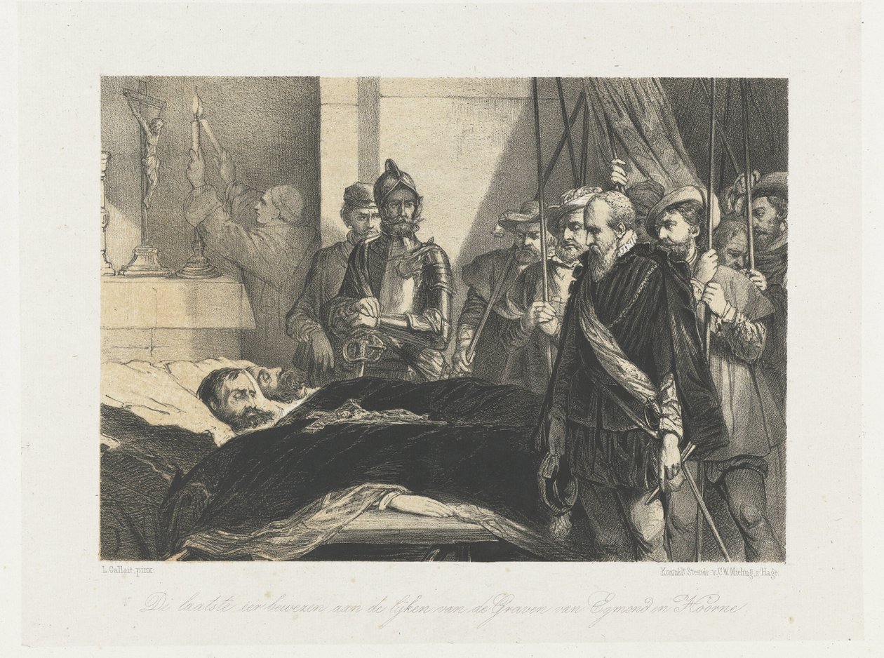 Utolsó tiszteletadás Egmond és Horne holtteste előtt, 1568 Az utolsó kitüntetés, amelyet Egmond és Hoorne grófok holttestének érdemeltek (cím a tárgyon) alkotó: Anonymous