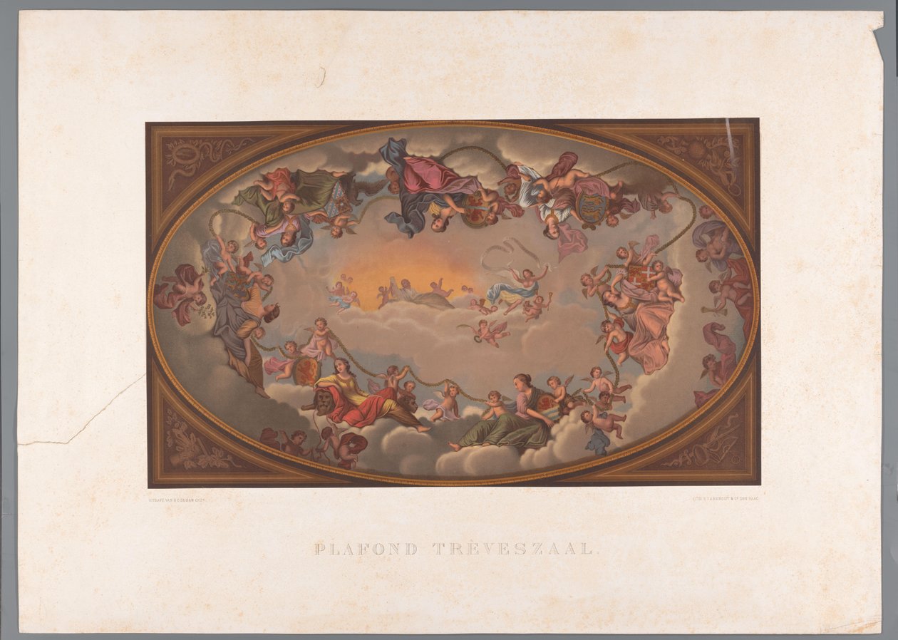 A Trêveszaal mennyezetfestménye, a Binnenhofon Ceiling Trèves szoba (cím az objektumon) alkotó: Anonymous