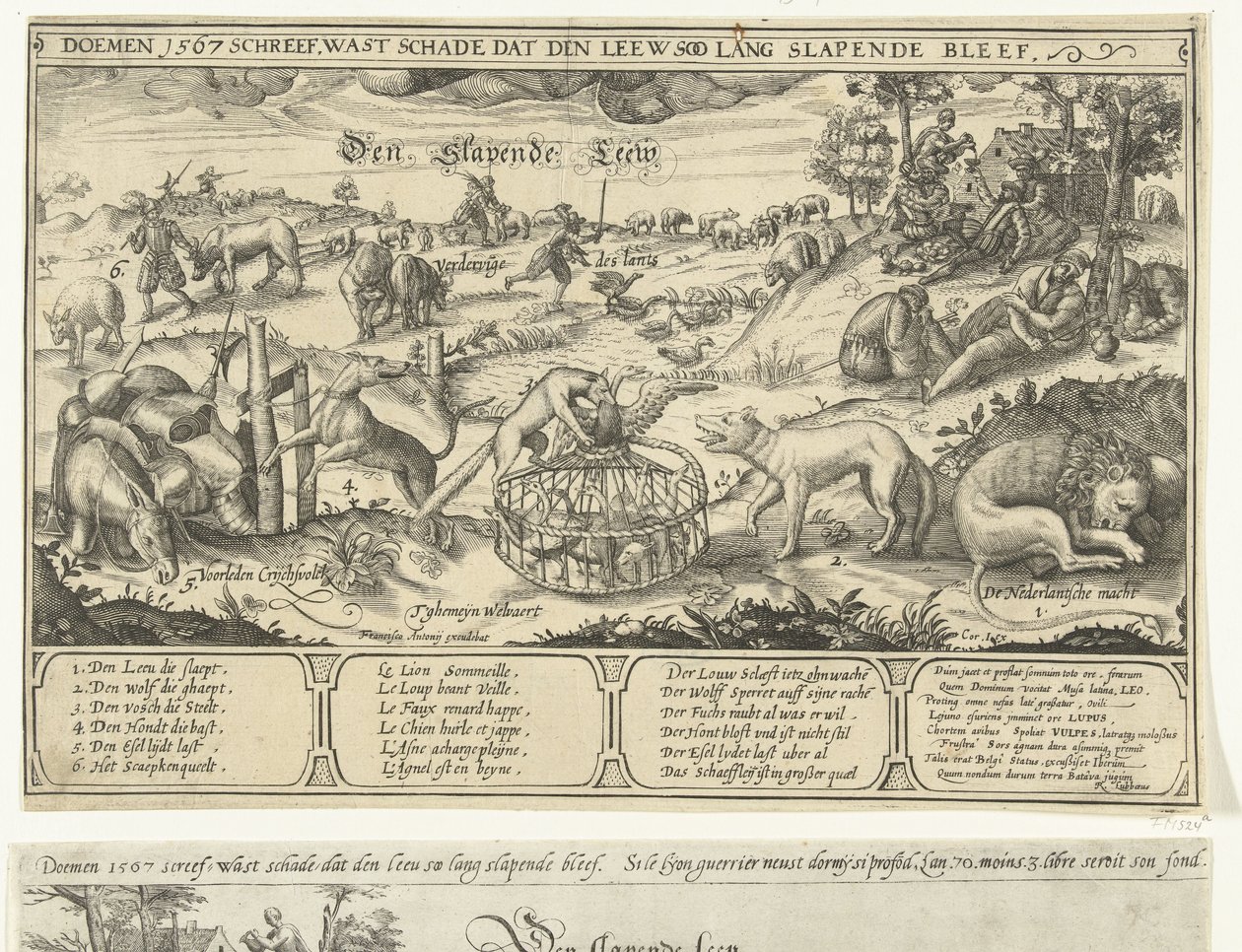 Az alvó oroszlán, 1567 Den Sleeping Leew (cím a tárgyon) alkotó: Anonymous
