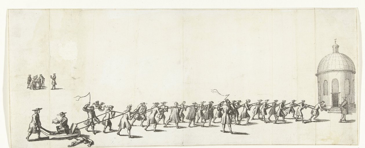 Dominicust talicskán húzzák a rondei evangélikus templomba, 1683-1684 alkotó: Anonymous