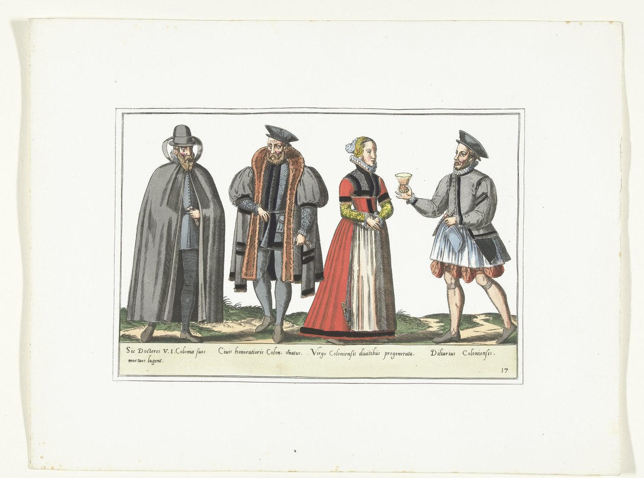 Három férfi és egy nő német divat szerint öltözve, 1580 körül Jelmezek (cím a tárgyon) alkotó: Anonymous
