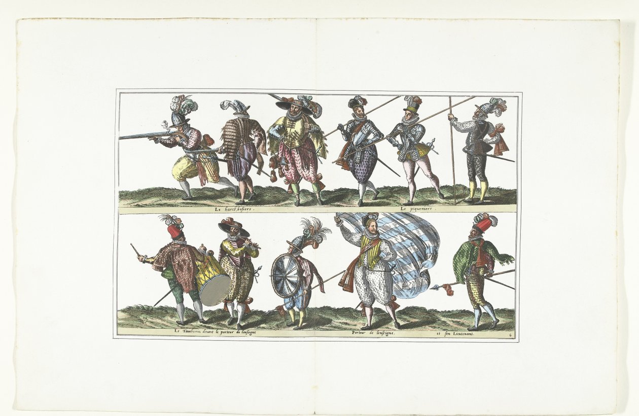Dupla tányér tizenegy fegyveres civil egyenruhában az antwerpeni divat szerint, 1580 körül Bourgeois d