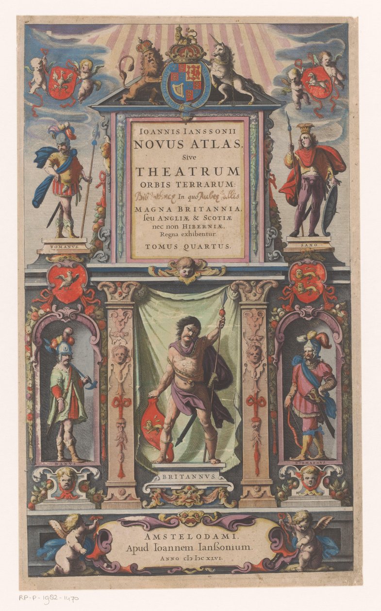 Homlokzat öt lakossági csoport megszemélyesítésével Címlap ehhez: Johannes Janssonius, Novus atlas, Sive theatrum (...) Tomus quartus, 1646 alkotó: Anonymous