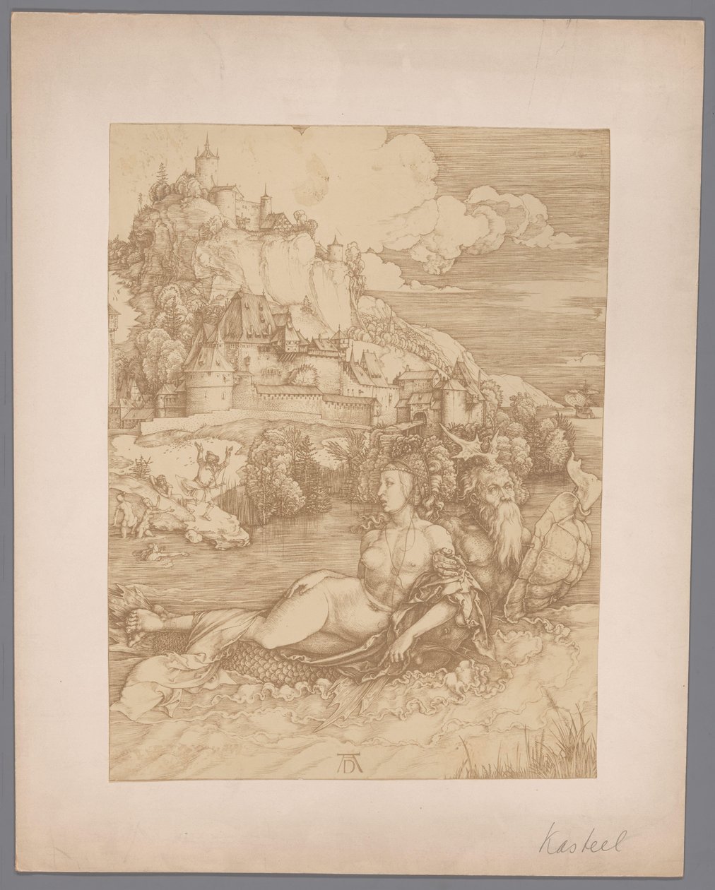 Albrecht Dürer Elrablása a tengeri szörny által című metszet fotóreprodukciója alkotó: Anonymous