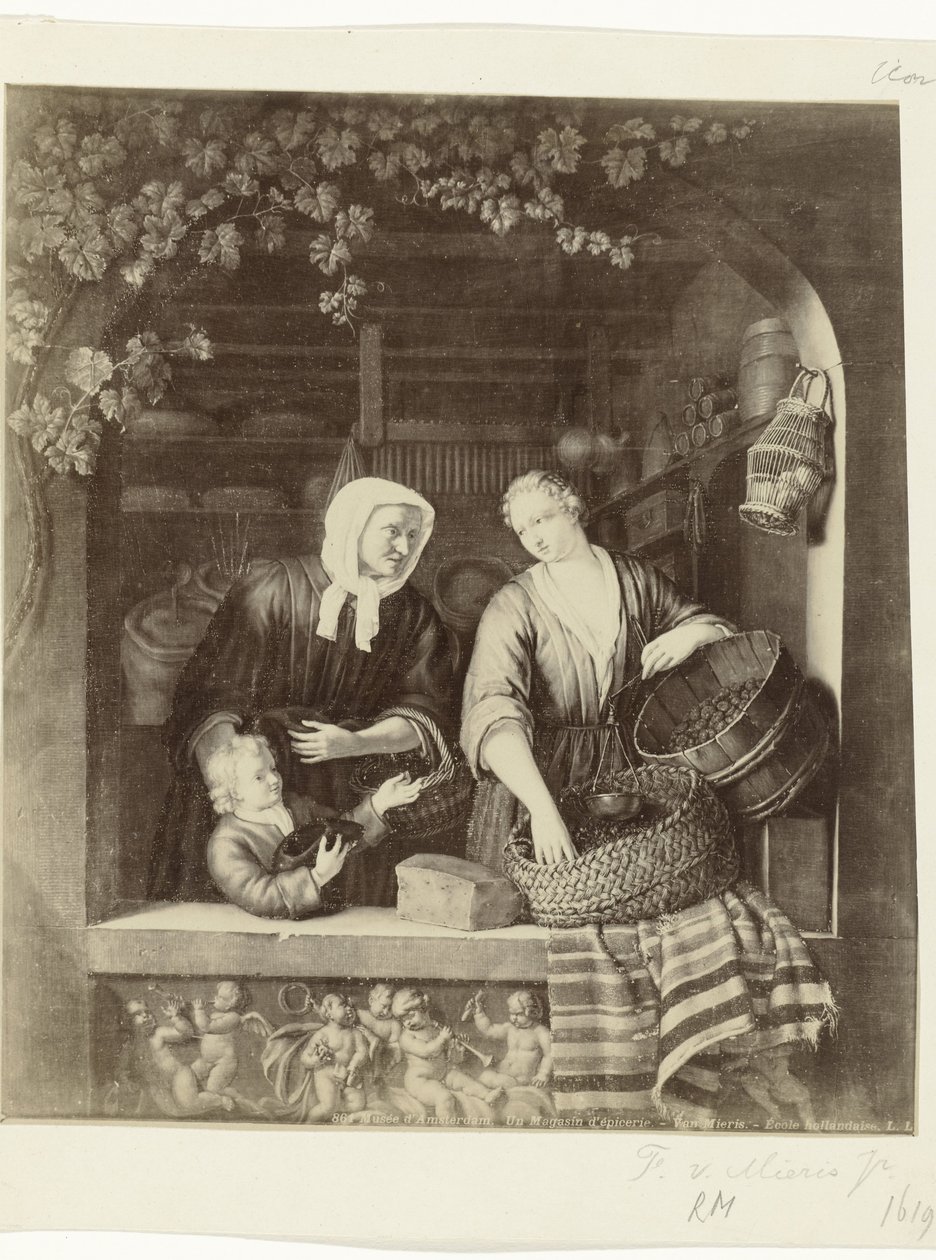 Fényképreprodukció Frans van Mieris II. Az élelmiszerbolt című képéről Musee d