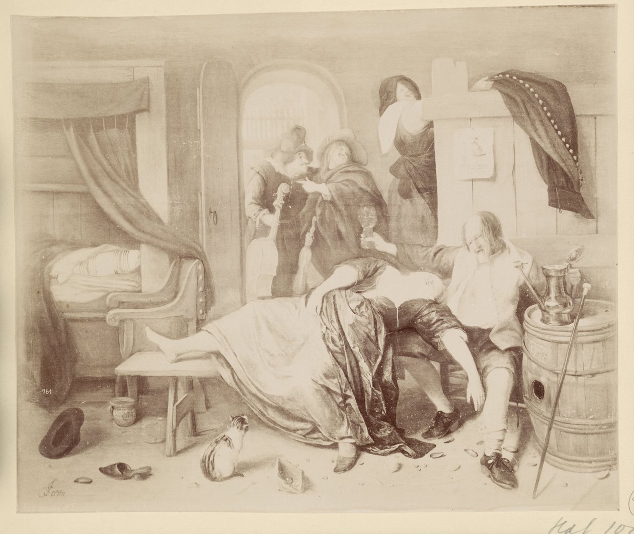 Fotóreprodukció Jan Steen A részeg pár című festményéről alkotó: Anonymous