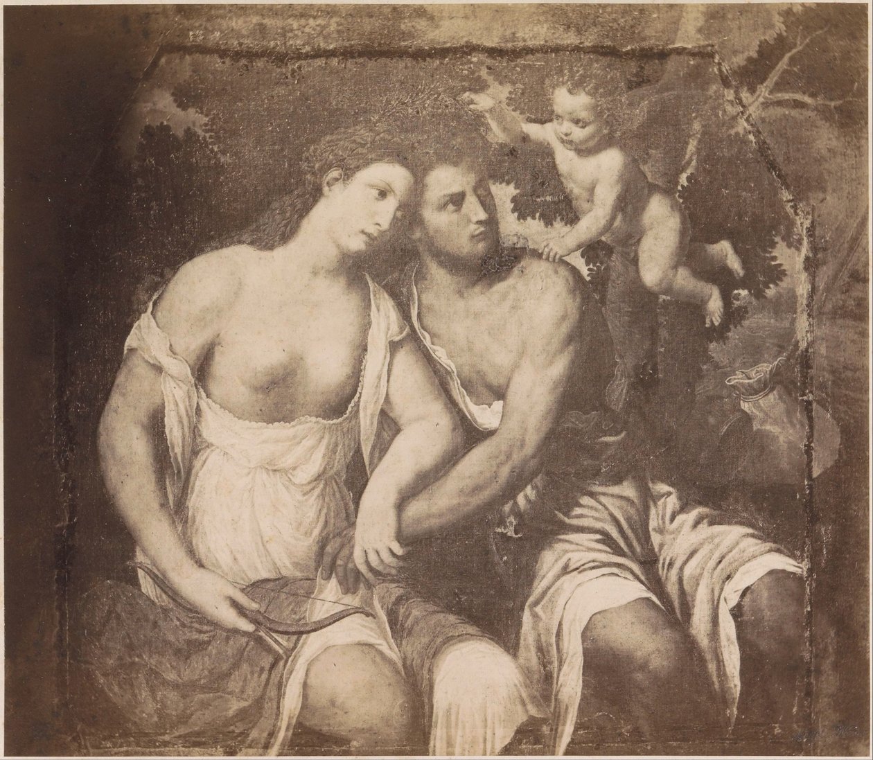 A Vénusz és Adonisz című festmény fényképreprodukciója Paris Bordone után Párizs Bordone. Vénusz és Adonisz (cím a tárgyon) kaiserl. Konigl. Galéria Bécsben (sorozat címe az objektumon) alkotó: Anonymous