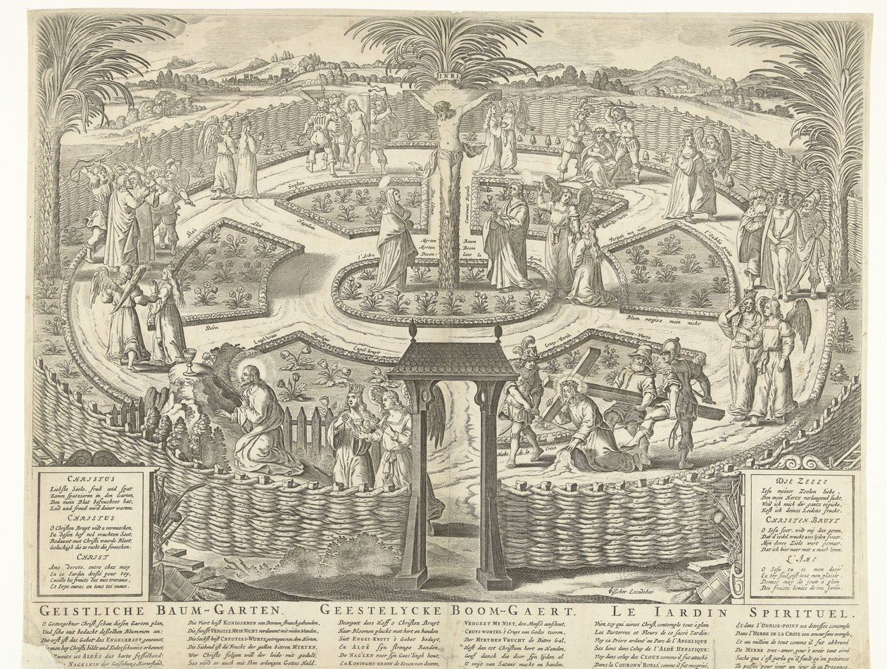 Lelki gyümölcsös, 1650 körül Geistliche Baum-Garten / Geestelycke Boom-Gaert / Le Jardin Spirituel (cím az objektumon) alkotó: Anonymous