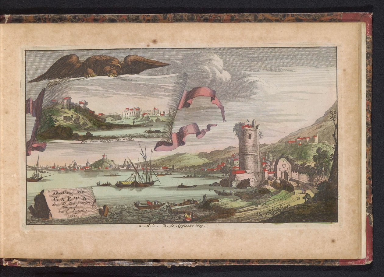 Gaeta látképe, 1734 A spanyolok által 1734. augusztus 6-án meghódított Gaëta ábrázolása (cím a tárgyon) alkotó: Anonymous