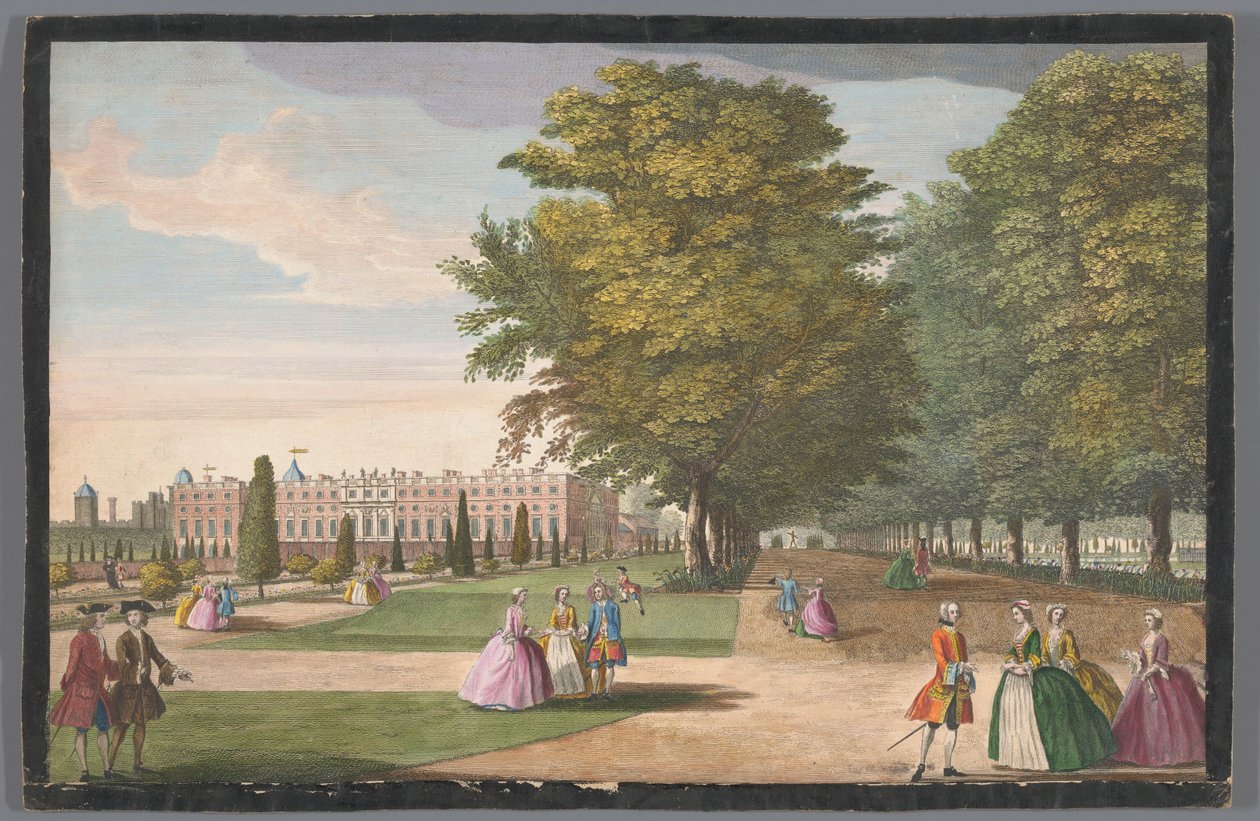 Kilátás a londoni Hampton Court palotára a déli oldalról nézve alkotó: Anonymous