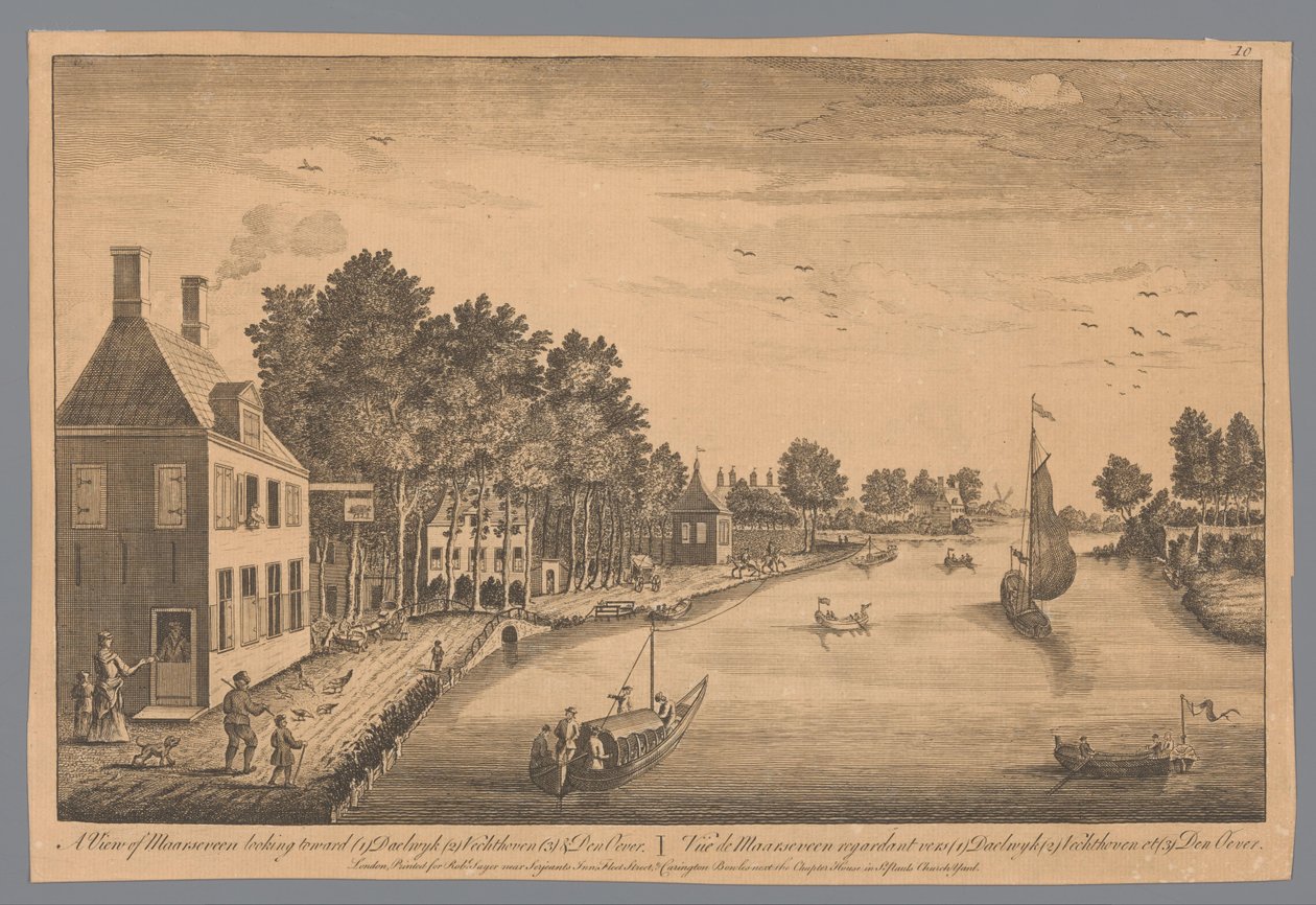 Kilátás Maarseveenre Maarseveen képe (1) Daelwyk (2) Vechthoven (3) & Den Oever / Vüe de Maarseveen respectant vers (1) Daelwyk (2) Vechthoven et (3) Den Oever (cím az objektumon) alkotó: Anonymous