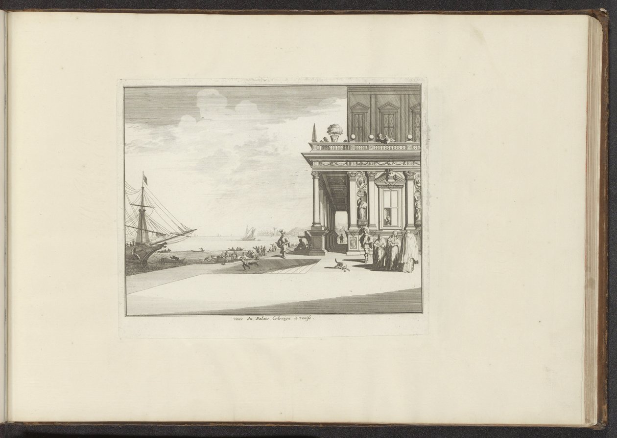 Kilátás a velencei Palazzo Collinára Vue du Palais Collina a Venise (cím a tárgyon) Paloták és műemlékek Velencében, Livornóban, Nápolyban és Rómában (sorozat címe) alkotó: Anonymous