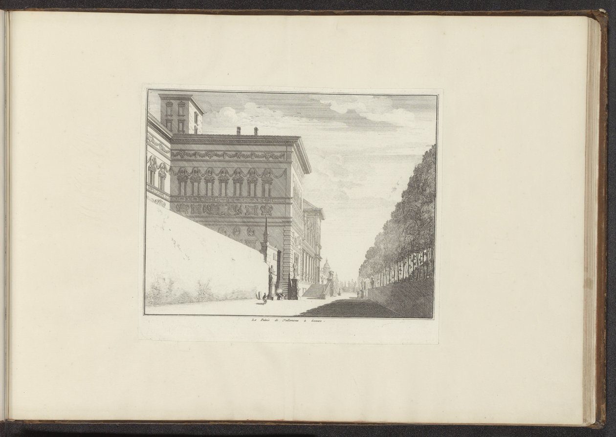 Kilátás a Villa Borghese-re Rómában Le Palais de Vallamena a Gennes (cím a tárgyon) Paloták és műemlékek Velencében, Livornóban, Nápolyban és Rómában (sorozat címe) alkotó: Anonymous