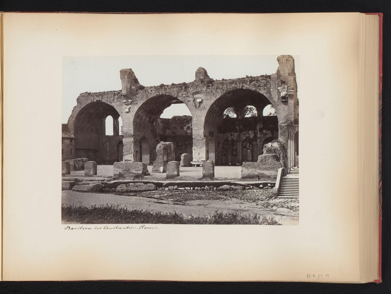 Kilátás a Maxentius-bazilikára a Forum Romanum Rómában, Olaszországban Constantine-bazilika. rom (cím a tárgyon) alkotó: Anonymous