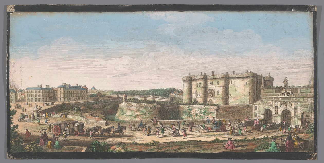 Kilátás a Bastille-ra és a Porte Saint-Antoine-ra Párizsban Kilátás a Bastille de Paris-ra, a Porte St. Antoine, et d