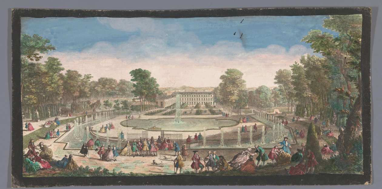 Gezicht op de Orangerie van het Château de Saint-Cloud Kilátás a Chateau de St. Cloudra az Orangery oldaláról (cím az objektumon) alkotó: Anonymous