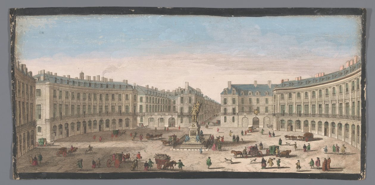 Gezicht op de Place des Victoires te Parijs Kilátás a Place des Victoires-ra (cím a tárgyon) alkotó: Anonymous