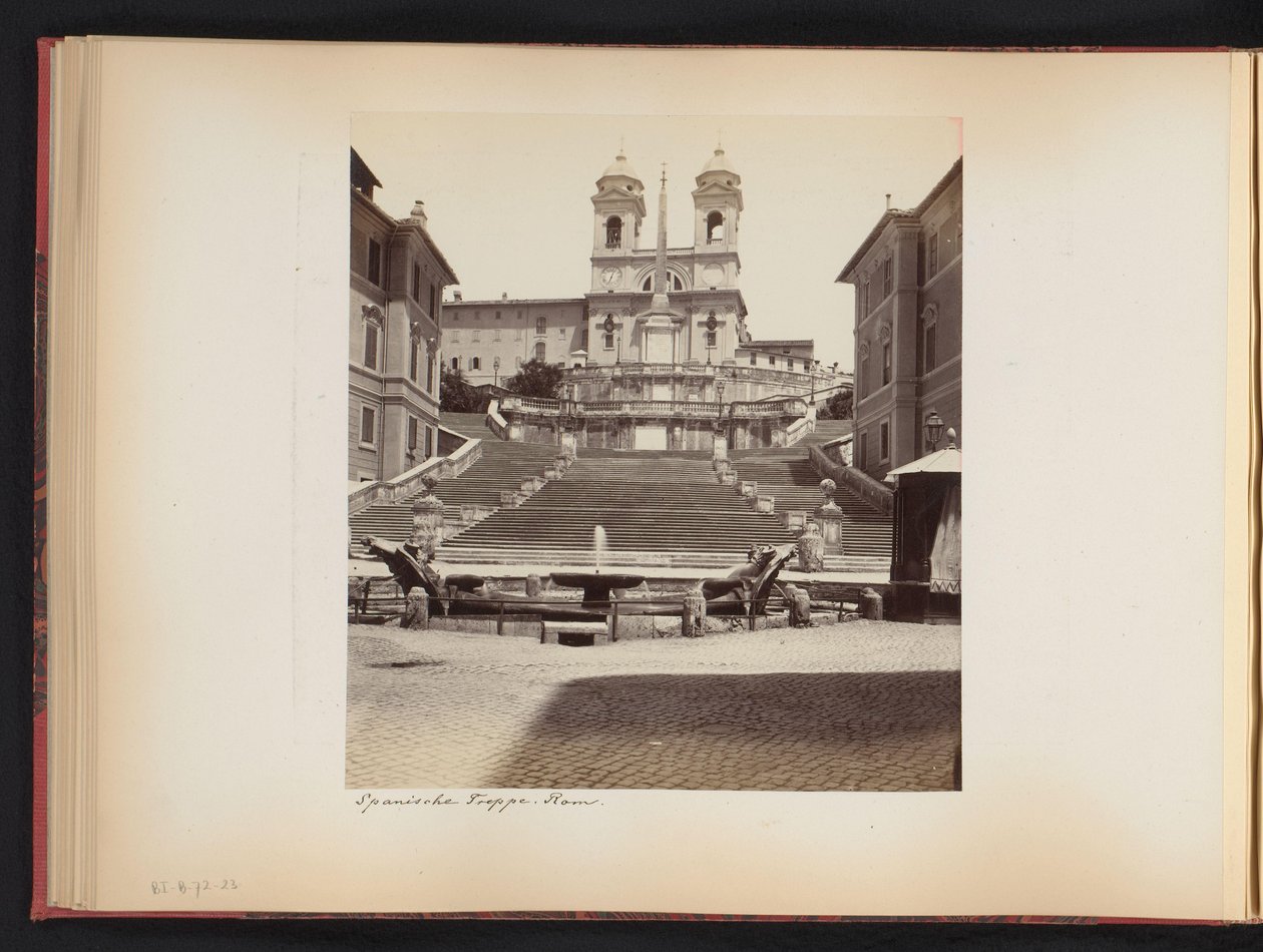 Kilátás a Spanyol lépcsőre, a Piazza di Spagna térre és a Trinità dei Montira Rómában, Olaszországban spanyol Treppe. rom (cím a tárgyon) alkotó: Anonymous
