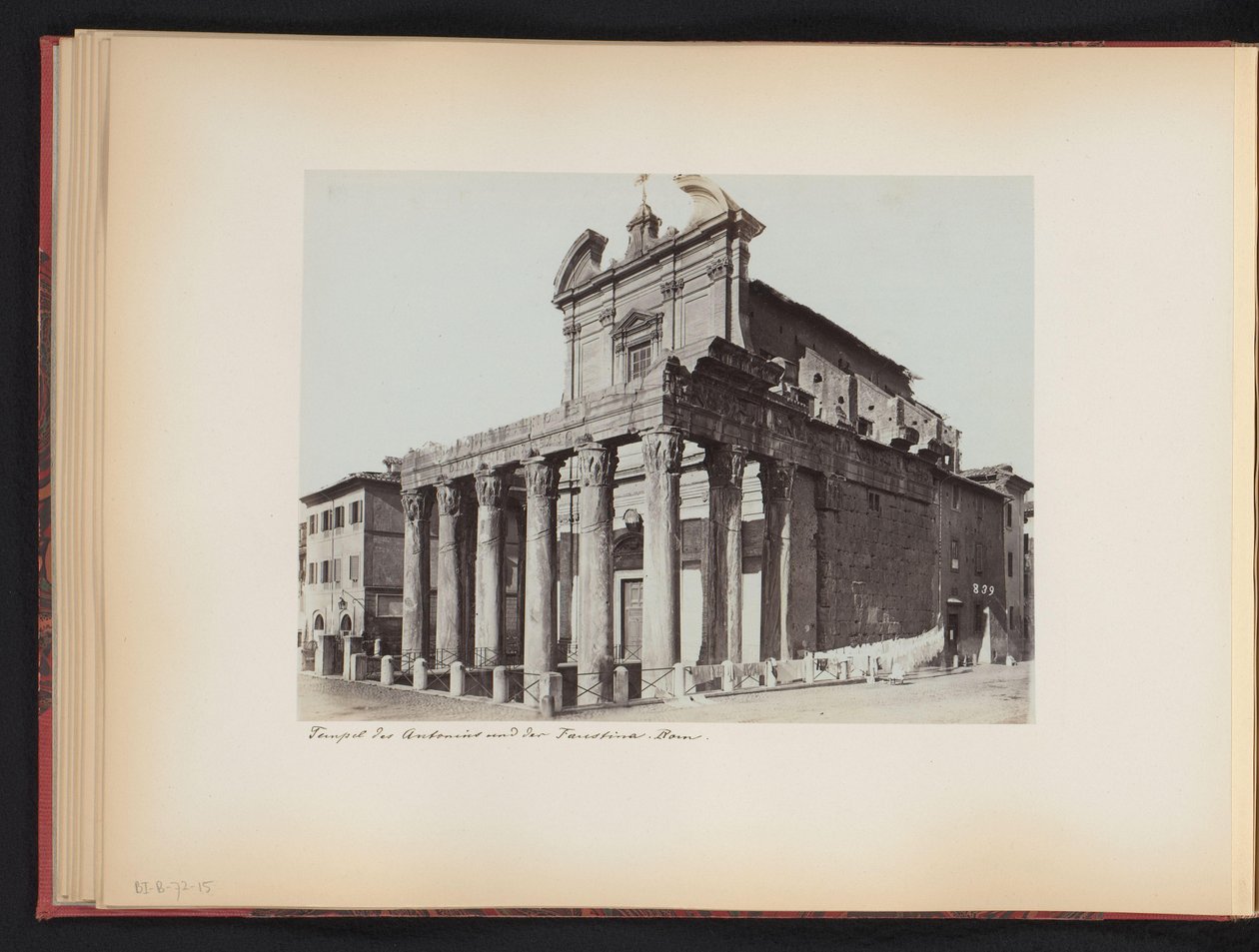Kilátás Antoninus és Faustina templomára a Forum Romanum Rómában, Olaszországban Antal és Faustina temploma. rom (cím a tárgyon) alkotó: Anonymous