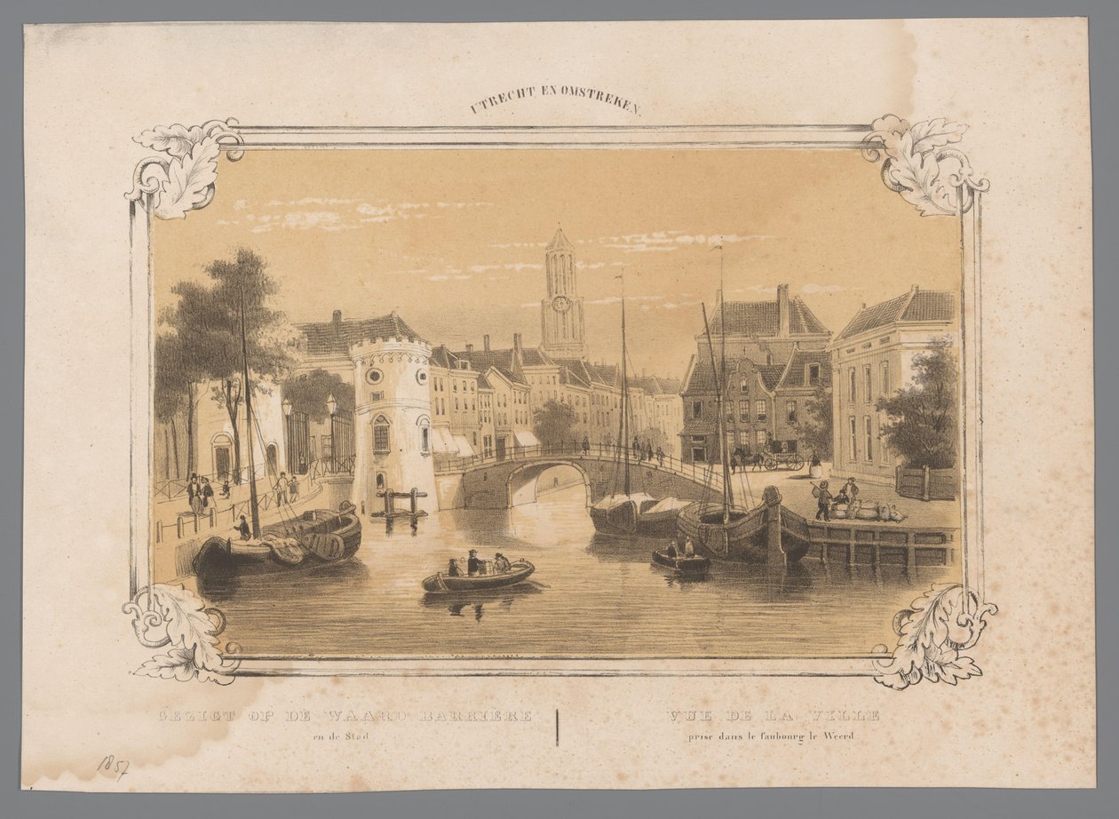Kilátás az utrechti Waard-Barriere-re Kilátás a Waard Barrière-re és a városra / Vue de la Ville díj dans le Faubourg le Weerd (cím a tárgyon) Utrecht és környéke (a sorozat címe az objektumon) alkotó: Anonymous
