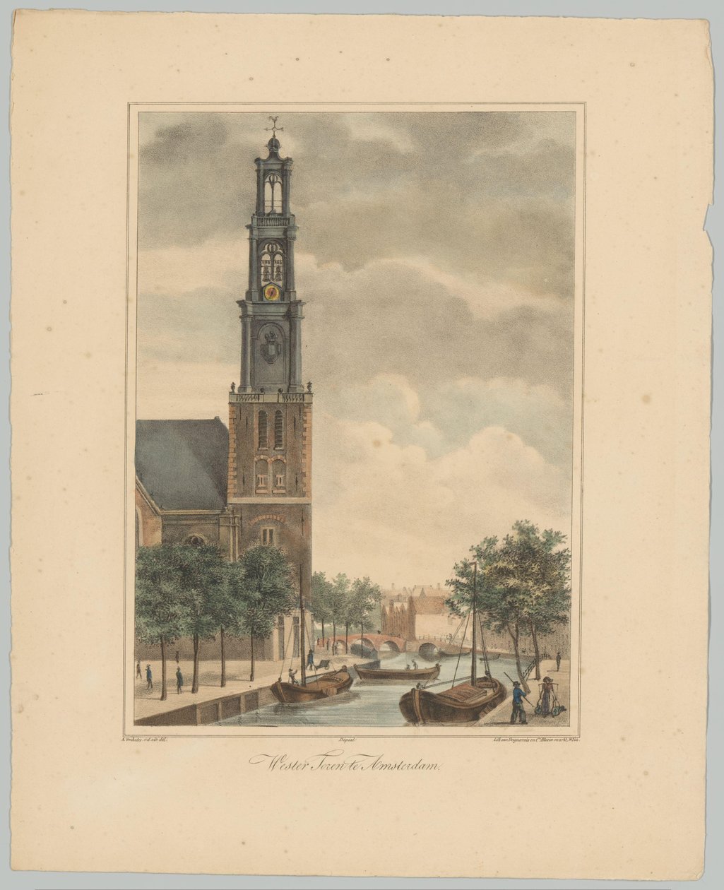Kilátás a Westertorenre Amszterdamban Wester Toren Amszterdamban (cím a tárgyon) Amszterdam város hat fő tornyának arcai. 2nd Cahier (sorozat címe) alkotó: Anonymous