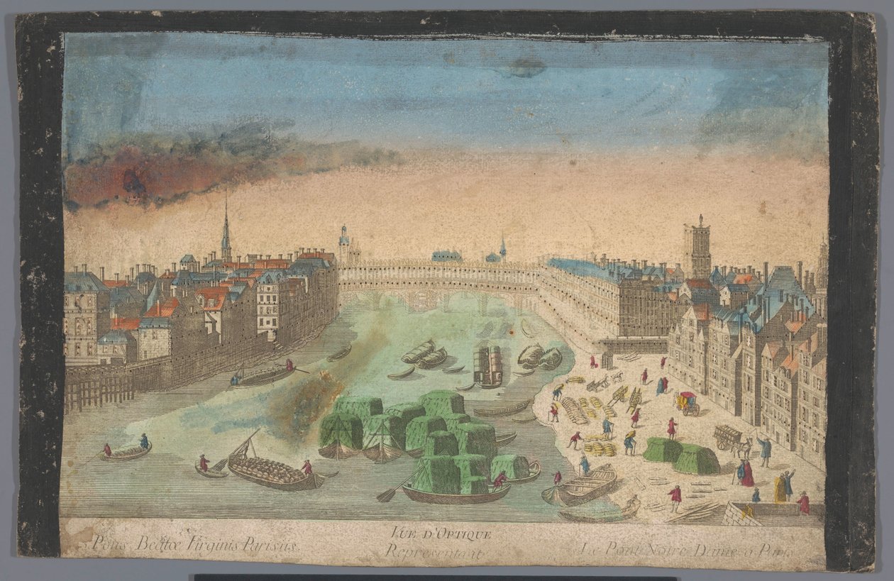 Kilátás az épített Pont Notre-Dame-ra a Szajna folyó felett Párizsban A Vue d