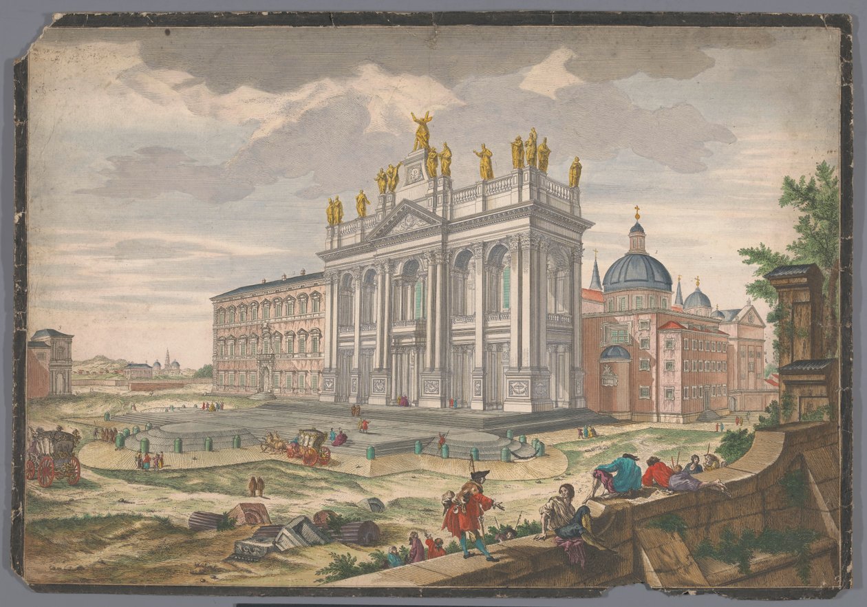 Kilátás a római Lateráni Szent János-templomra Veduta della Basilica di S. Giovanni Laterano (cím a tárgyon) alkotó: Anonymous