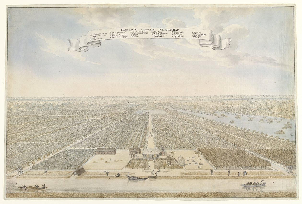 Kilátás a Suriname-i Cornelis Vriendschap ültetvényre Plantation Cornelis Friendship (cím az objektumon) alkotó: Anonymous